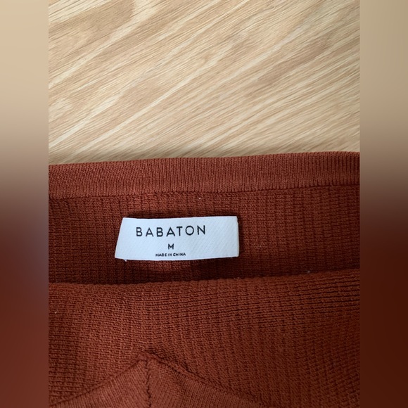 Babaton Rust Ribbed Strapless Crop Top - Picture 2 of 3